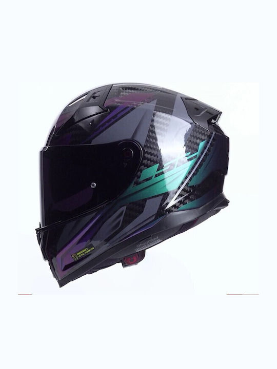 LS2 FF811 Vector II Carbon Savage White/Blue/Red Motorradhelm Volles Gesicht ECE 22.06 1300gr mit Pinlock und Sonnenblende