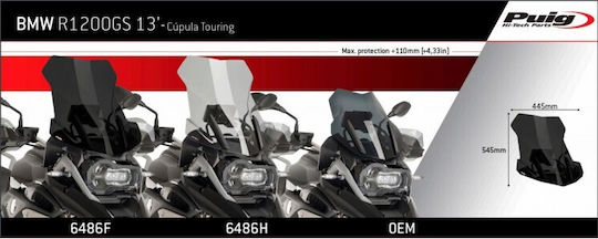 Puig Touring Motorcycle Windshield & Windscreen Transparent Visor for BMW R 1200 GS Adventure 6486W