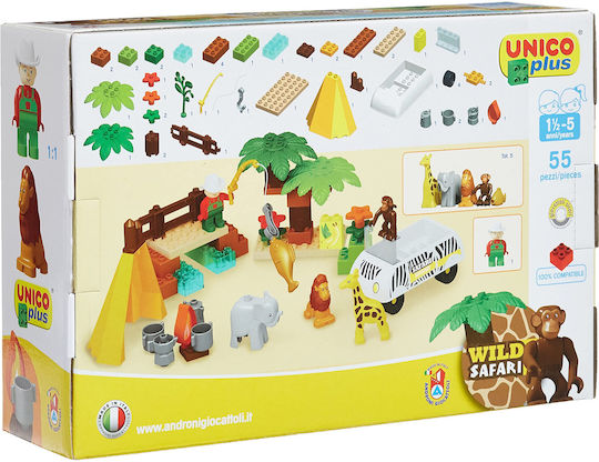Unico Cuburi De Construit Safari Pentru 1.5+ Ani 55 Bucăți