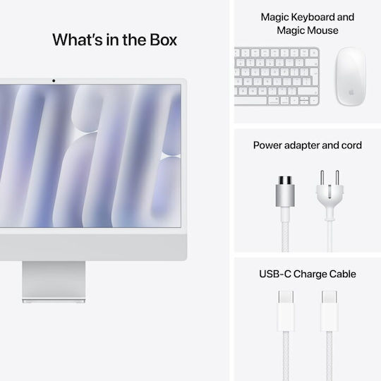 Apple IMac 24" 2024 (M4-8-Core/16GB/512GB SSD/8-Core GPU/macOS) Silver International English