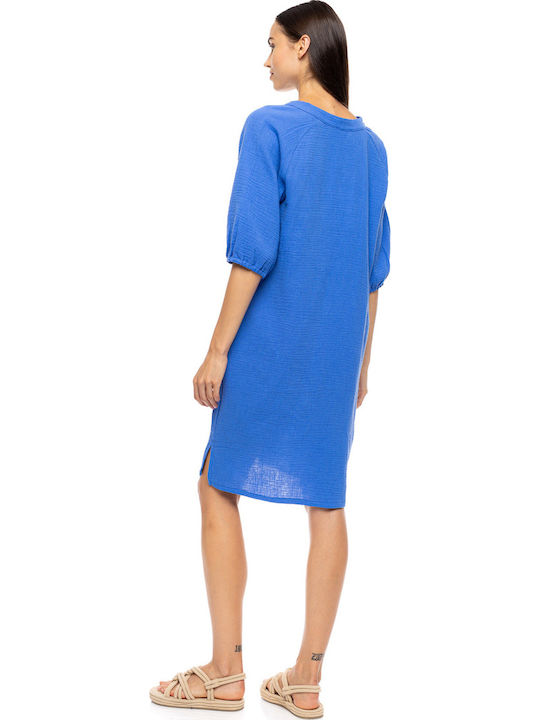 Pink Label Γυναικείο Καφτάνι Παραλίας Indigo Blue