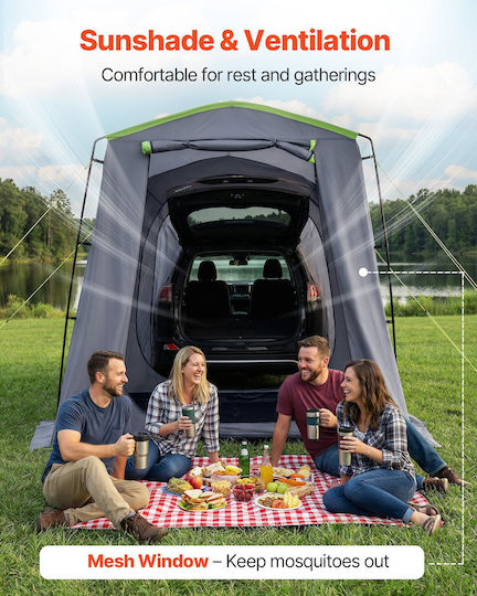 Vevor Camping Tunnel Car Tent Gray 4 Seasons for 9 People 323x244x220cm