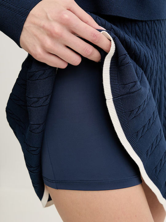 Plissierte Hohe Taille Mini Damenrock Dunkelblau