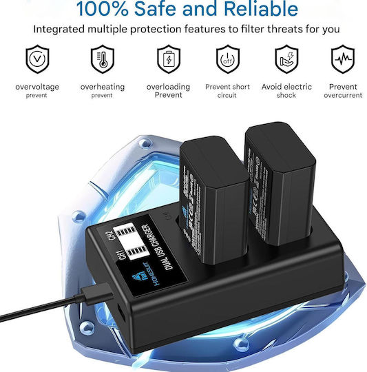 Set 2 Baterii Np-fw50 1300 Mah Încărcător Lcd Usb Sony Zv-e10 A6000 A6300 A6400 A6500 A5100 A5000 A7 A72 A7r A7r2 A7s2 7rm2 7sm2 7m2 A7r2 A7s2 55 Rx15 0 Ii Iii Iv Nex-3 5 6 7 Nex-f3