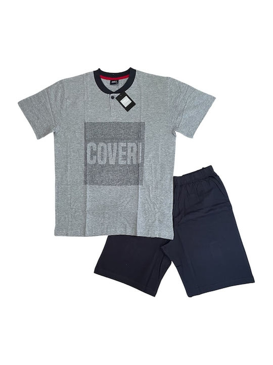 Enrico Coveri Sommer Herrenpyjama Bluse Grau