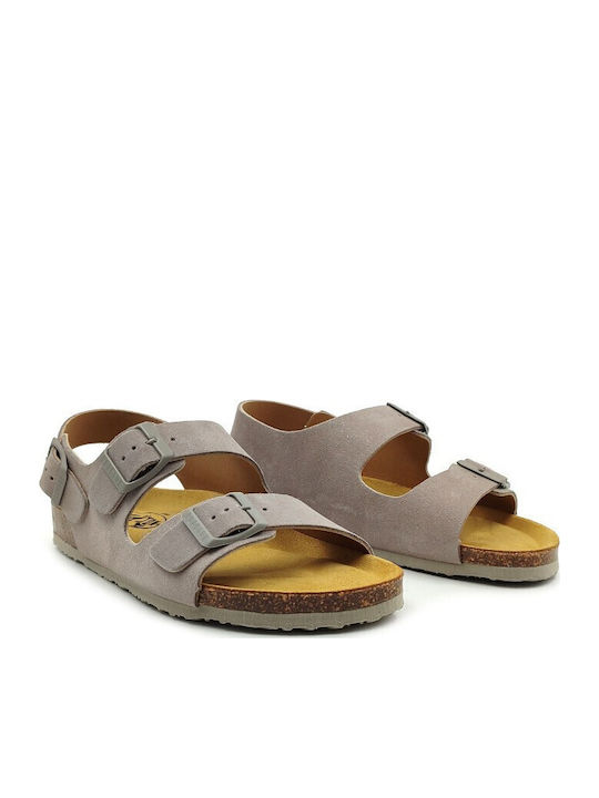Afelpado Leder Flache Damen Sandalen Grau