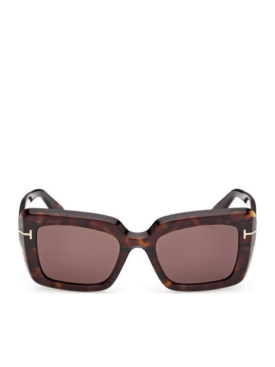 Tom Ford Leila Unisex Sunglasses with Brown Tartaruga Horn-Rimmed Frame and Pink Gradient Lenses