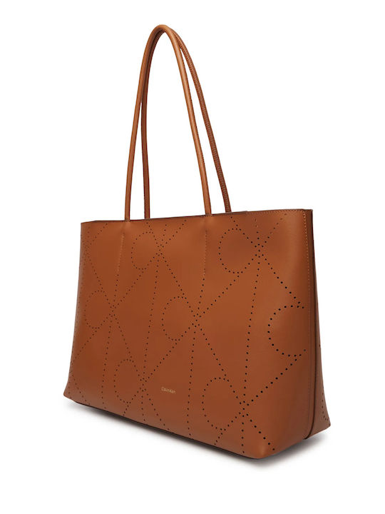 Monogram Leder Damen Tote Tasche Braun