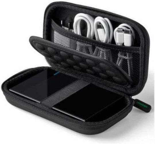 Ugreen Protective Case Shockproof Carrying Case for 2.5mm HDD or SSD Hard Disk with Space for Axisuar Black (40707)