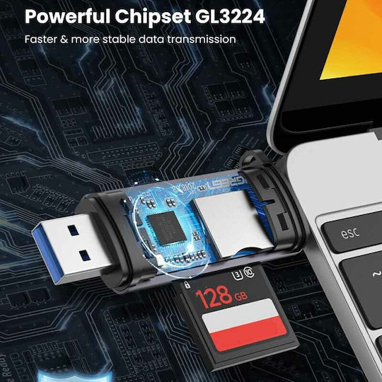 Ugreen Card Reader Type-C για SD/microSD Γκρι