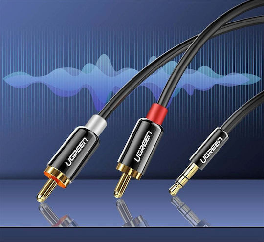 Ugreen Καλώδιο Ήχου 3.5mm male - RCA male Μαύρο 3m με Επίχρυσους Ακροδέκτες 10590