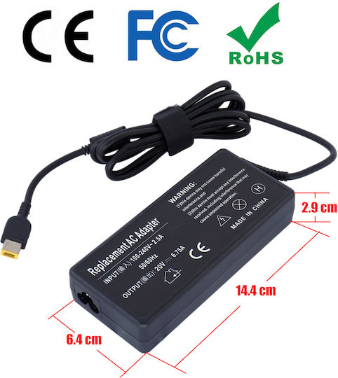 Laptop-Ladegerät 135W 20V 6.75A für Lenovo mit abnehmbarem Netzkabel Bulk