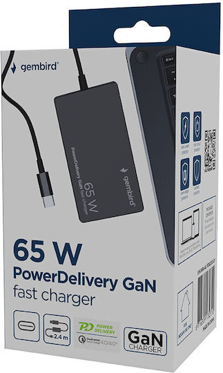 Gembird USB-C Universal Φορτιστής Laptop 65W 5V 5.6A με Αντάπτορα Τροφοδοσίας
