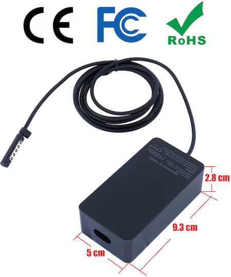 Φορτιστής Laptop 48W 12V 3.6A για Microsoft χωρίς Καλώδιο Τροφοδοσίας