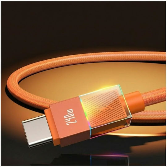 Usams USB 2.0 Cable USB-C male - USB-C 240W PD Πορτοκαλί 1.2m SJ775USB02