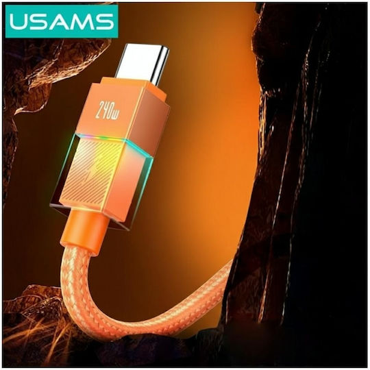 Usams USB 2.0 Cable USB-C male - USB-C 240W PD Πορτοκαλί 1.2m SJ775USB02