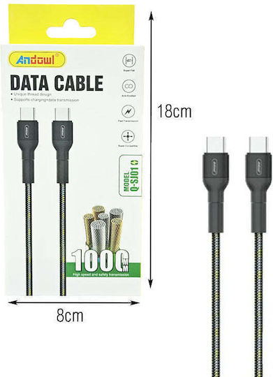 Andowl USB 2.0 Cable USB-C male - USB-C 1m Q-SJ01
