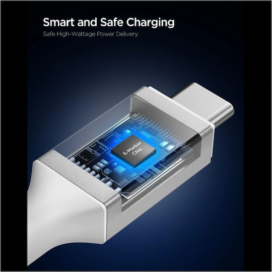 Spigen USB 4 Video Cable USB-C male - USB-C 240W PD Λευκό 1.5m ACA10422