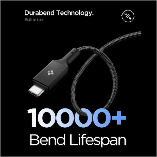 Spigen Braided USB 4 Video Cable USB-C male - USB-C 240W PD Μαύρο 1.5m ACA10423
