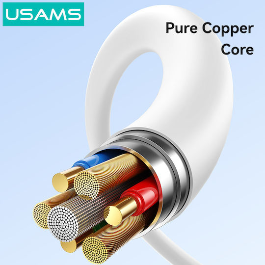 Usams USB 2.0 Cable USB-C Male - USB-A / USB-C 18W White 1m