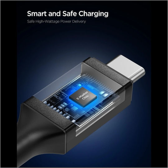 Spigen Braided USB 3.2 Cable USB-C male - USB-C 100W PD Μαύρο 1.5m ACA10421