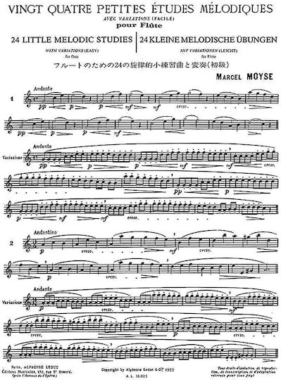 Alphonse Leduc Moyse - 24 Little Melodic Studies Sheet Music for Wind Instruments