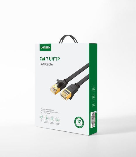 Ugreen Flat U/FTP (STP) Cat.7 (10Gbps) Καλώδιο Δικτύου Ethernet 1m Μαύρο