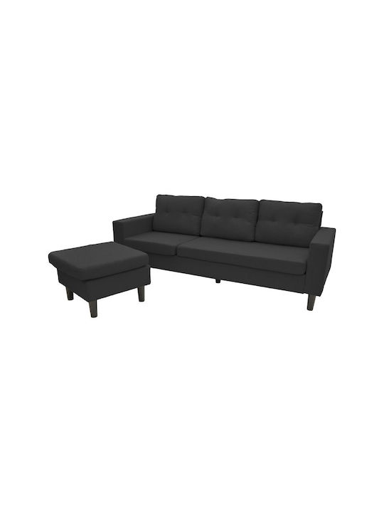 Maneli Colțar cu Unghi Reversibil Negru 196x138x82cm