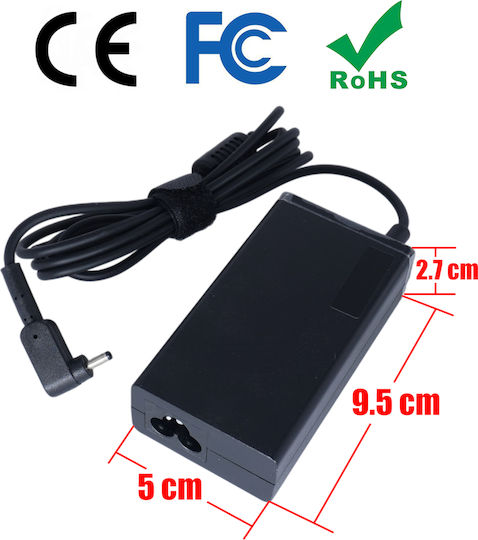 Acer Φορτιστής Laptop 65W 19V 3.42A με Αποσπώμενο Καλώδιο Τροφοδοσίας