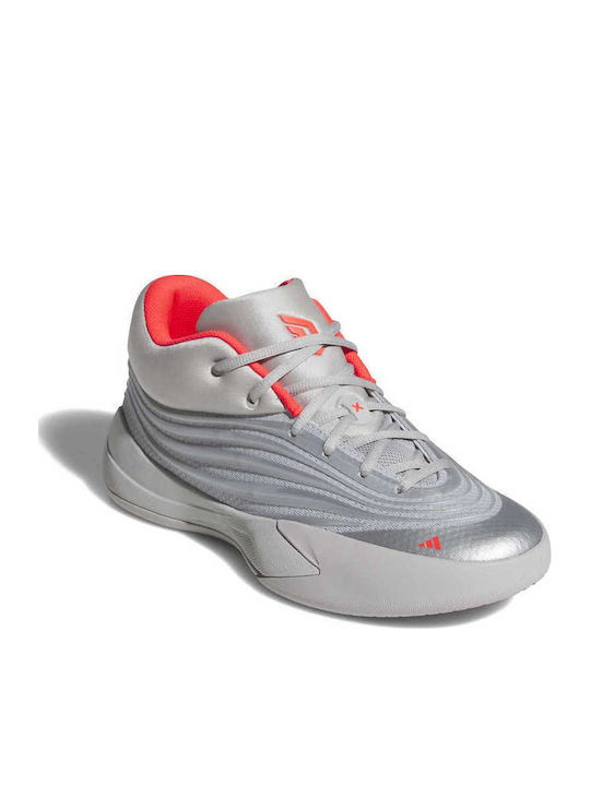 Dame X Basketball Shoes Silver Metallic Grey Two Lucid Red