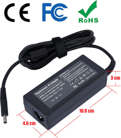 Ac Adapter Φορτιστής Laptop 65W 19.5V για Dell με Αποσπώμενο Καλώδιο Τροφοδοσίας