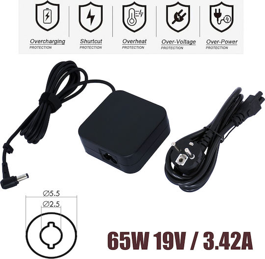 Asus Laptop Charger 65W 19V for Asus with Detachable Power Cable