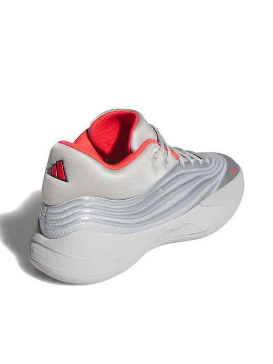 Dame X Basketball Shoes Silver Metallic Grey Two Lucid Red