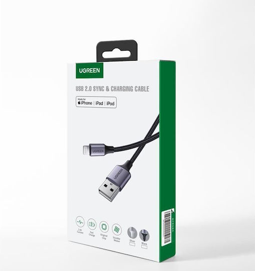 Ugreen US199 Braided USB to Lightning Cable Μαύρο 1m (60156)