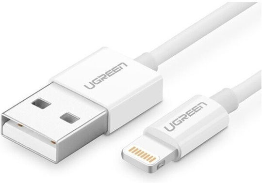 Ugreen US155 USB-A to Lightning Cable 12W Λευκό 1m (20728)