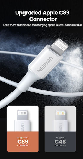 Ugreen US155 USB-A to Lightning Cable 12W Λευκό 1m (20728)