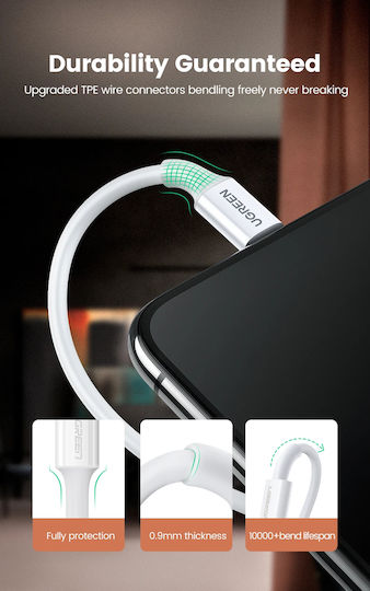 Ugreen US155 USB-A to Lightning Cable 12W Λευκό 1m (20728)