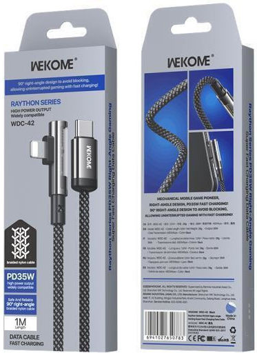 WK USB-A to Lightning Cable 35W Μαύρο 1m 250849