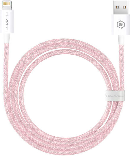Blavec Braided USB-A to Lightning Cable Ροζ 2m