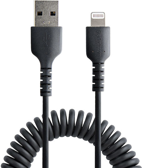 StarTech Spiral USB to Lightning Cable Μαύρο 1m (RUSB2ALT1MBC)
