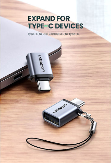 Ugreen US270 Конвертор USB-C мъжки към USB-A женски Сив 1бр