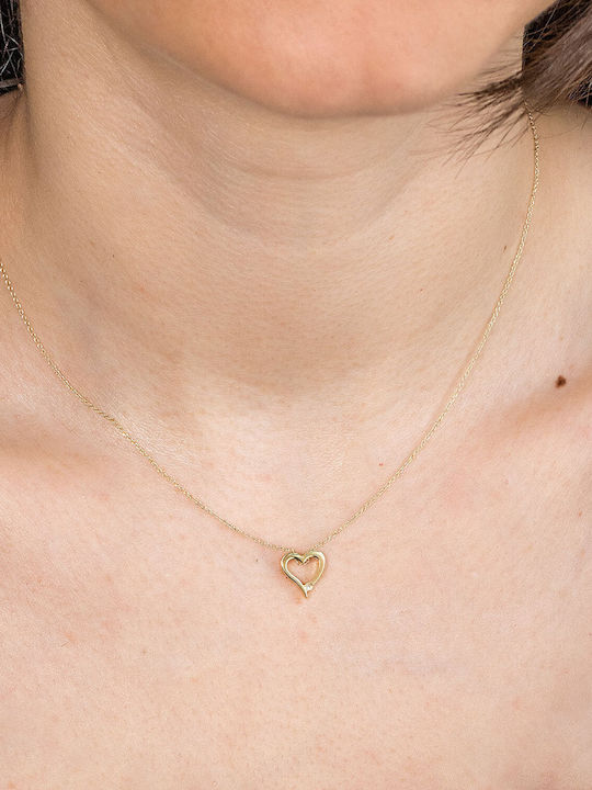 Kiriakos Gofas Necklace with Heart Design in 9 K Gold