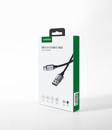 Ugreen US288 Braided USB 2.0 Cable USB-C male - USB-A 18W Μαύρο 3m 60408