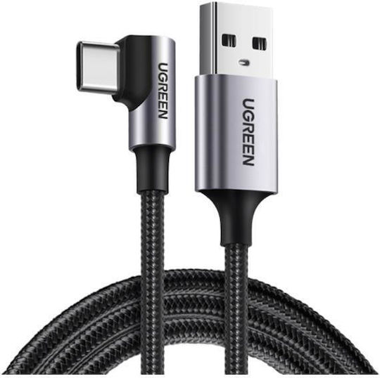 Ugreen US284 Angle (90°) / Braided USB 2.0 Cable USB-C Male - USB-A 18W Black 1m 50941