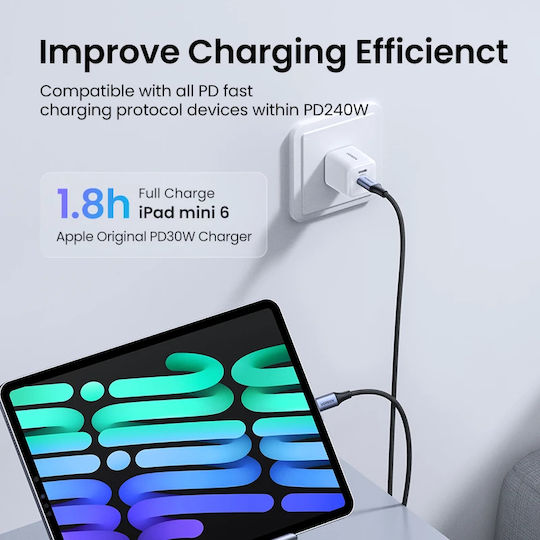 Ugreen USB 2.0 Cable USB-C male - USB-C 240W PD Γκρι 2m 90440