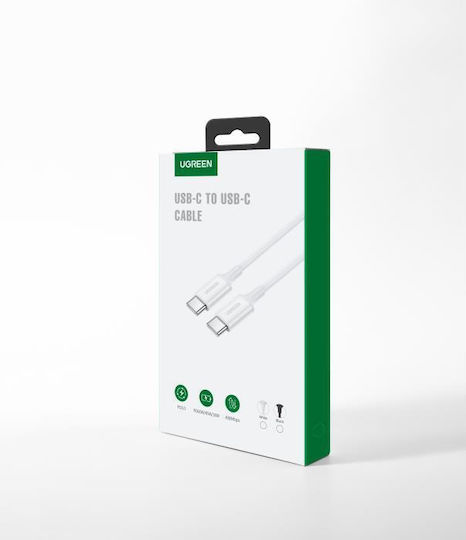 Ugreen US264 USB 2.0 Кабел USB-C Мъжки - USB-C 29W Бял 1m 60518