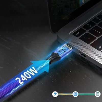 Wozinsky Video Cable USB-C male - Thunderbolt 4 240W PD Μαύρο 1m