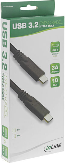 InLine USB 3.2 Cable USB-C male - USB-C 60W PD Μαύρο 3m 35703A