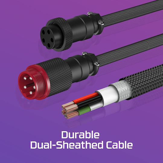 HyperX Spiral USB 2.0 Cable USB-C male - USB-A Γκρι 1m
