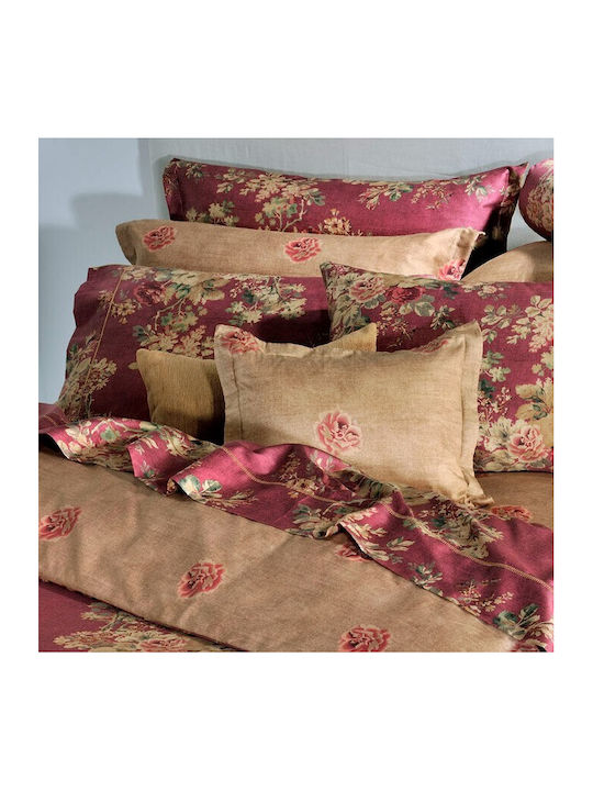 Down Town Home Cotton Duvet Cover Set 170x240cm Single with Pillowcase English Flower S886 Red